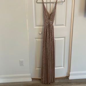 Taupe Sequin Maxi Dress